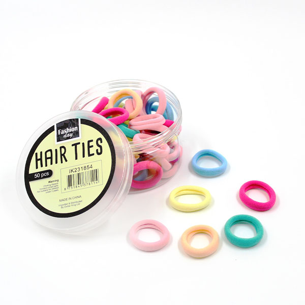 Hair Bands in a TUB 50pc 2.5cm - Colourful MIX image 0