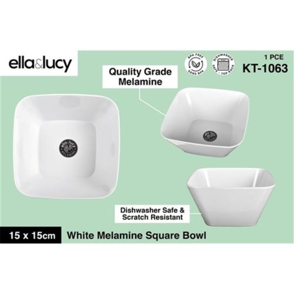 1Pce Melamine White Square Bowl Sml 15cm image 0