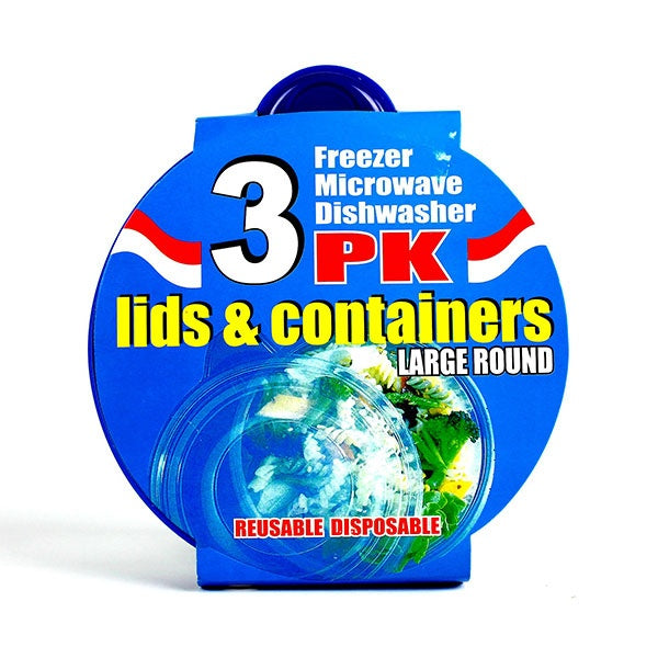 Round Containers w Blue Lids 3PC - 739ml image 0