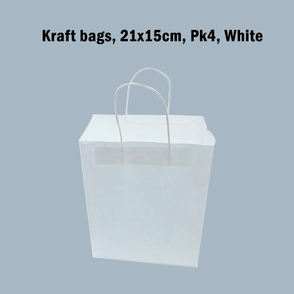 Kraft Bags, 21x15cm, Pk4, White image 0