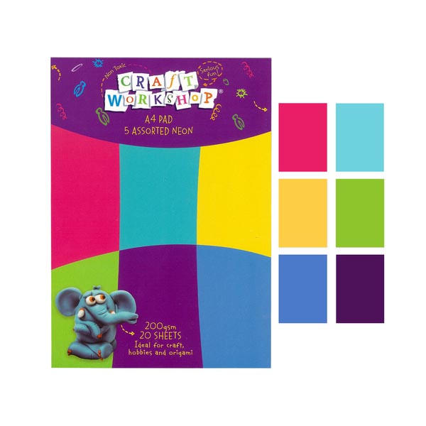 Pad A4 Neon AsstCol 200gsm 20sheets image 0