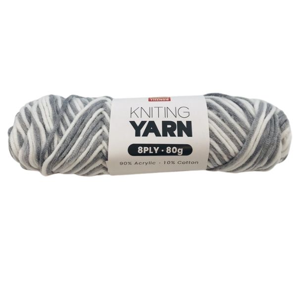 8PLY KNITTING YARN - 80G(GREY AND WHITE) image 0