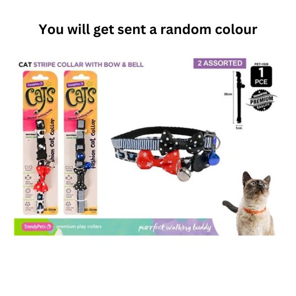 1Pc Cat Collar W/Bow And Bell 2 Asst image 0