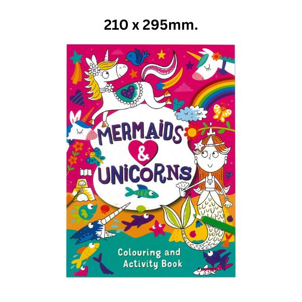 Activity & Colouring Book Mermaid & Unicorn 56pgs image 0