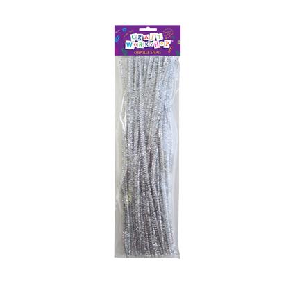 Craft Chenille Stems Silver 40pc image 0