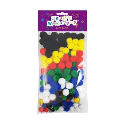 Craft Pom Poms Asstd Colours 138pc image 0