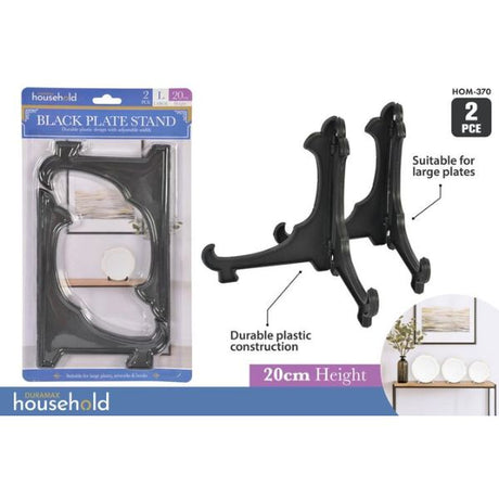 2pce Black Plate Stand-20cmH-Large image 0
