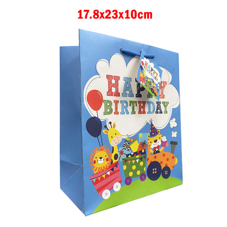 Gift Bag M HBD Animal Train 17.8x23x10cm image 0