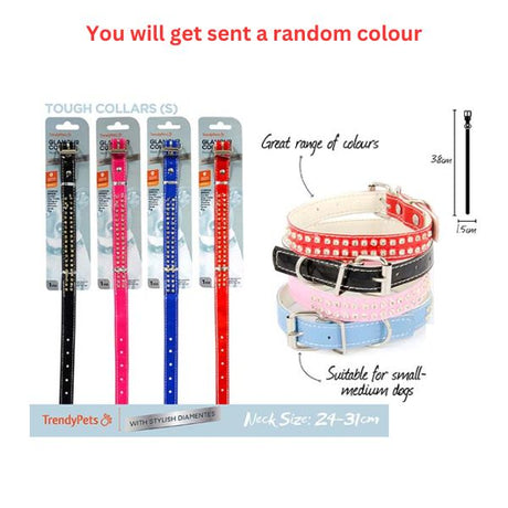 1pc Dog Collar W/Stones 1.5Wx38cmH 4Col image 0
