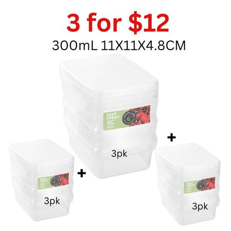 [3 for $12] KEEP FRESH FOOD CONTAINERS 3PACK 300ML image 0