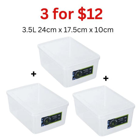 [3 for $12] KEEP FRESH FOOD CONTAINER 3.5L 17.5X24X10CM image 0