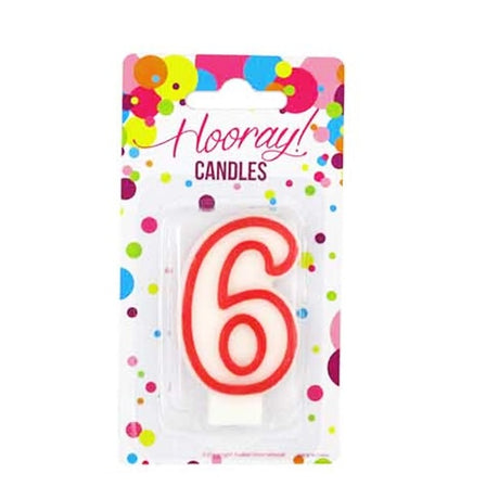 Candle Number 6 Red/White 7.5cm BC image 0