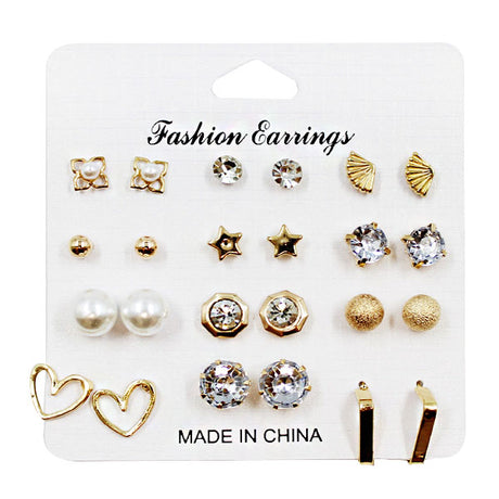 12 pairs assorted fashion earrings jewellery set