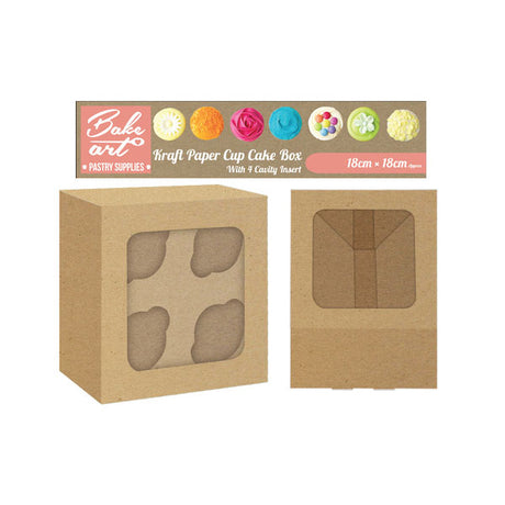 Kraft paper Cup Cakes Box Holding 4 Cakes image 0