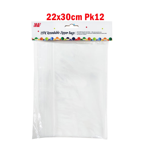 Resealable Zipper Bags 22x30cm Pk12 image 0