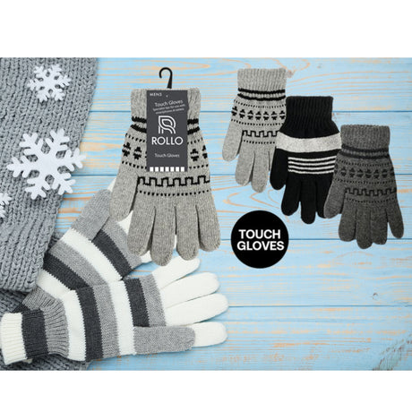 1Pair Men Striped KnittedTouchGloves