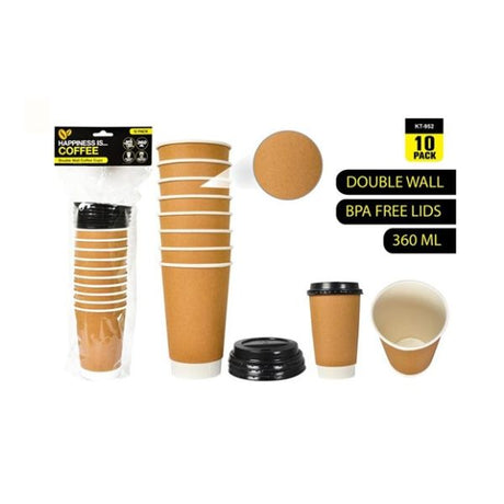 10pce Disposable D Wall Coffee Cup 360ml image 0