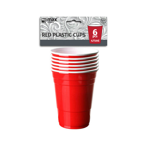 Red American Party Cups 475ml (16OZ) 6pk image 0
