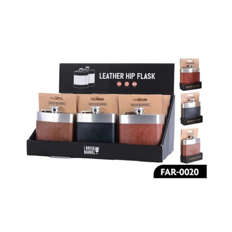 1pce Leather Hip Flask 240mL 3 Assorted image 0
