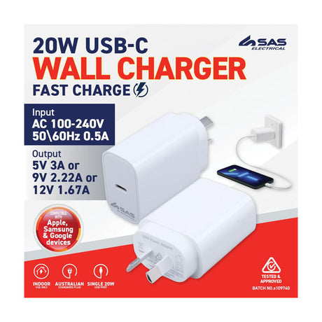 Charger 1-Port USB-C 20W White (Compatible with iP & Android) image 0
