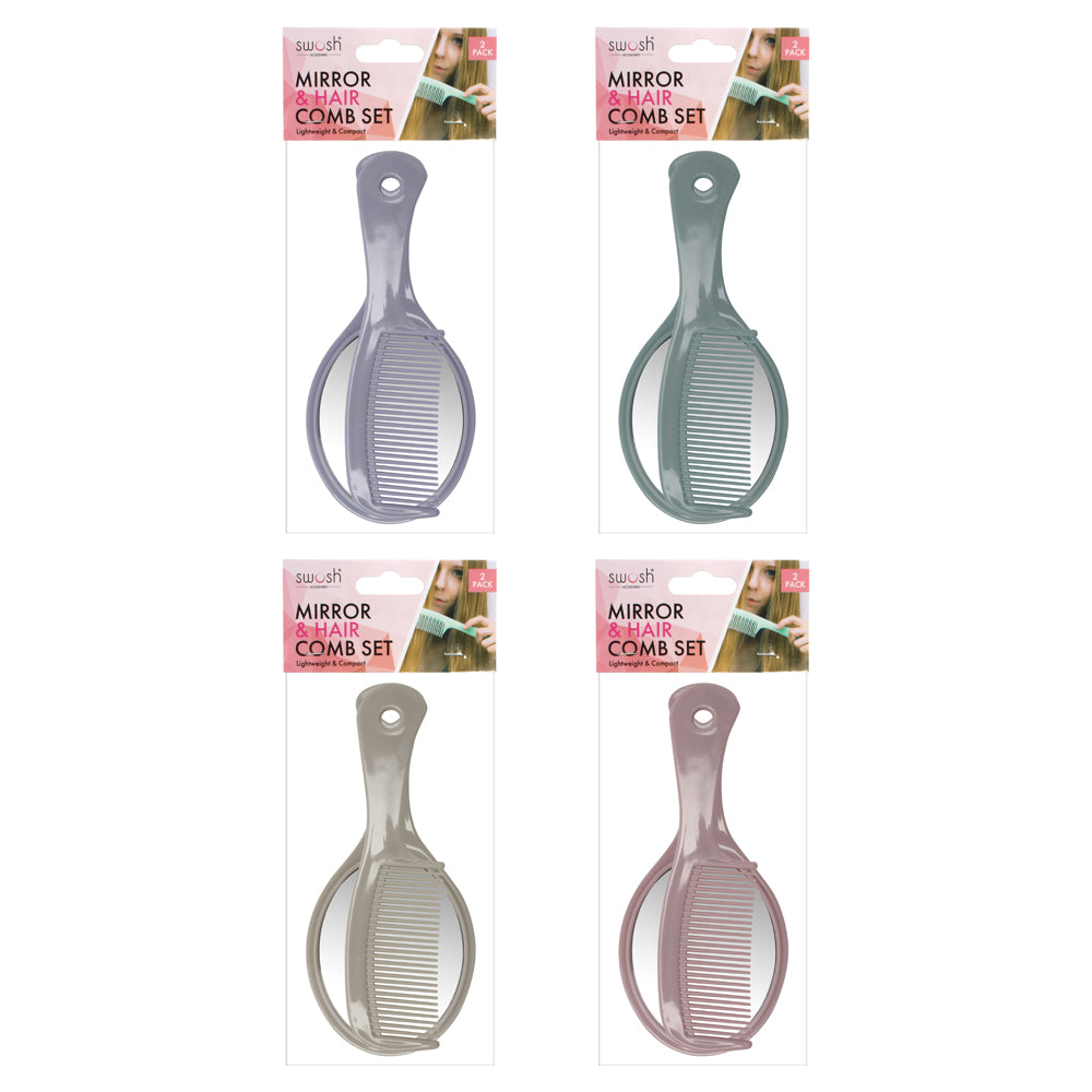Mirror & Comb Set 2pc – Assorted Colours