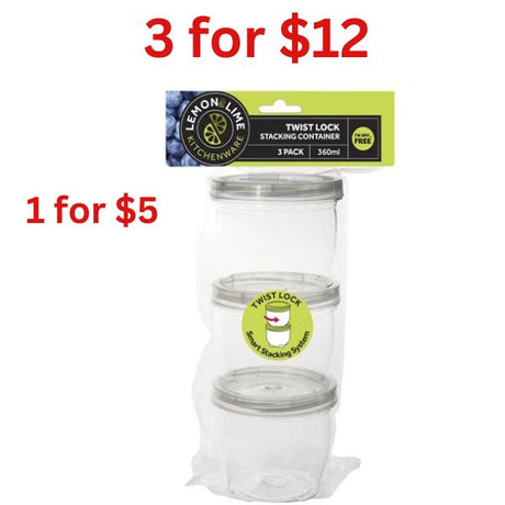 [3 for $12]TWIST-LOCK STACKING CONTAINERS3PC 360ML image 0