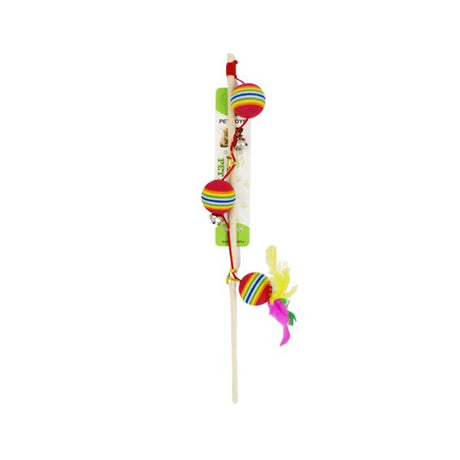 Cat Teaser Wand - Rainbow Balls image 0