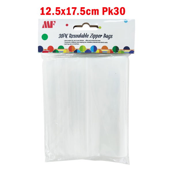 Resealable Zipper Bags 12.5x17.5cm Pk30 image 0