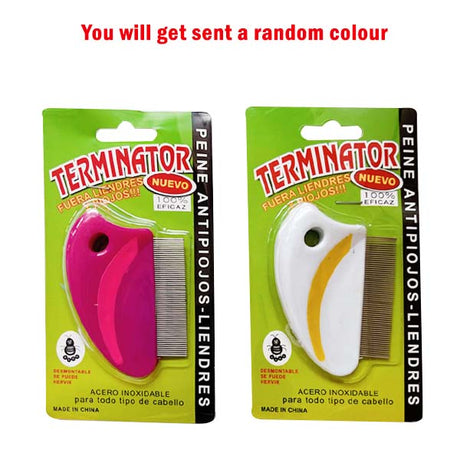 Lice Terminator Metal Brush with Short Plastic Handle image 0