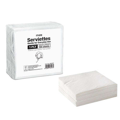 Serviettes White 300*300mm 1ply 100sheets image 0