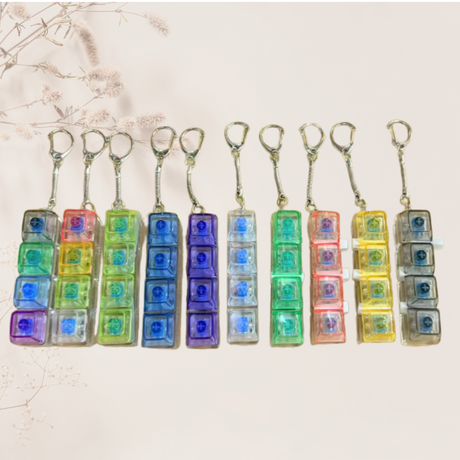 4 Keycap Fidget Keychain with LED Lit - Clear