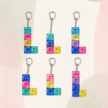 4 Keycap Fidget Keychain with LED Lit - Asst