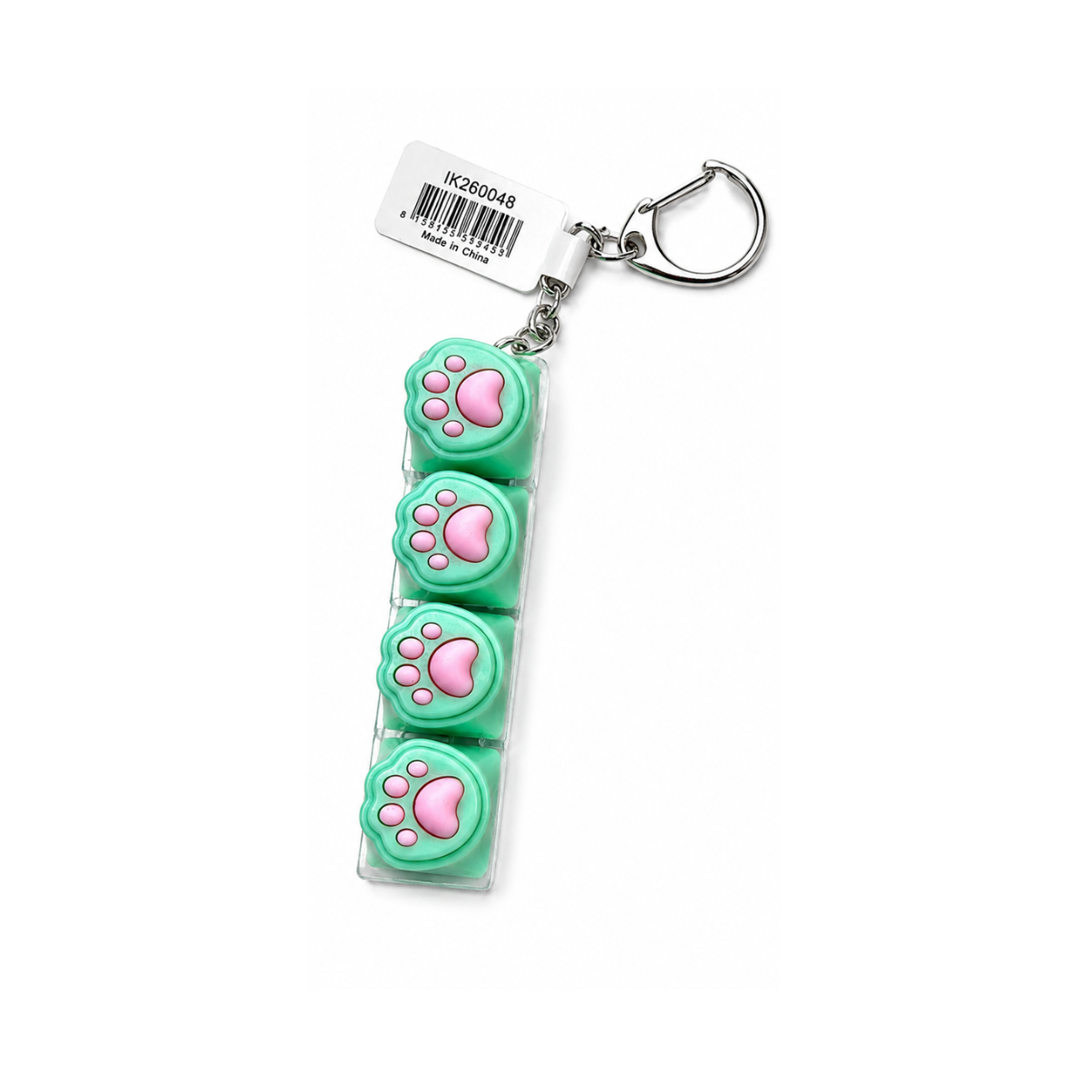 4 Keycap Fidget Keychain with LED Lit - Cat Paw