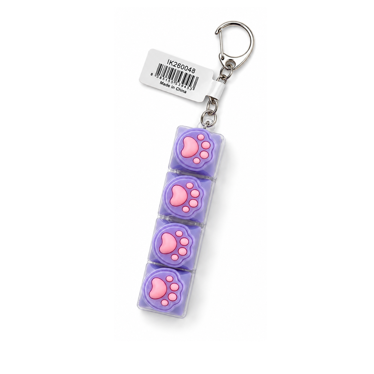 4 Keycap Fidget Keychain with LED Lit - Cat Paw
