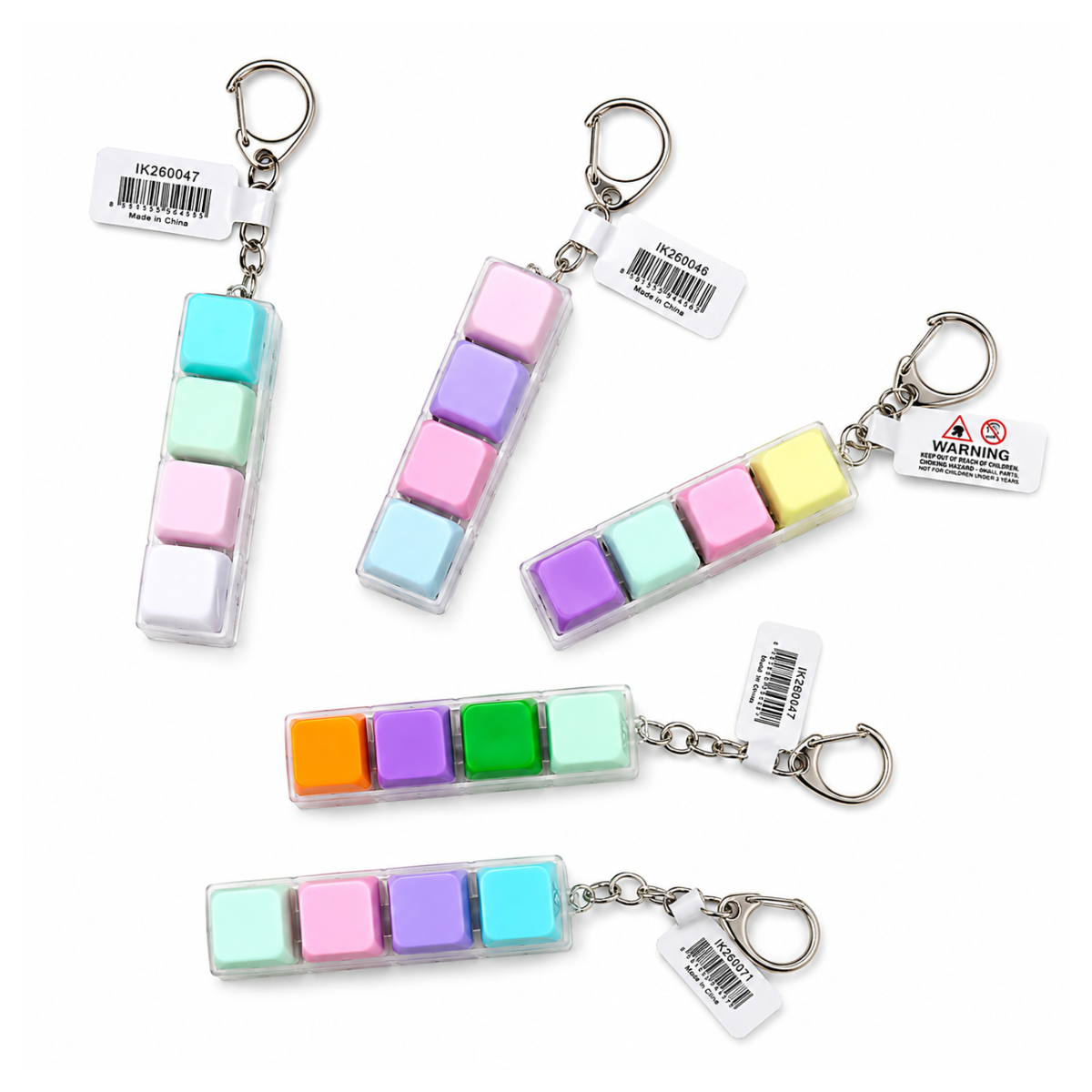 4 Keycap Fidget Keychain with LED Lit - Macaron