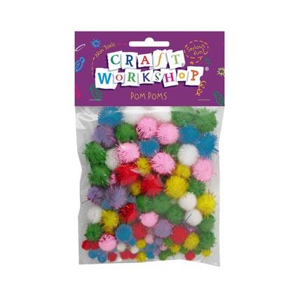 Craft Pom Poms Glitter Asst 100pcs image 0