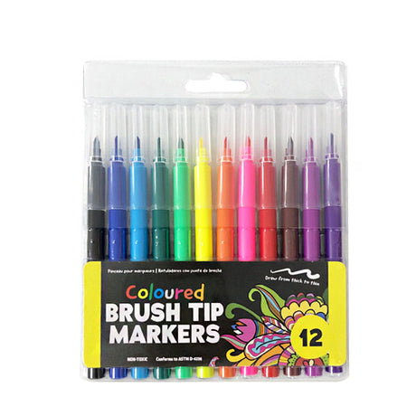 Coloured Markers W/Brush Tip 12pk image 0