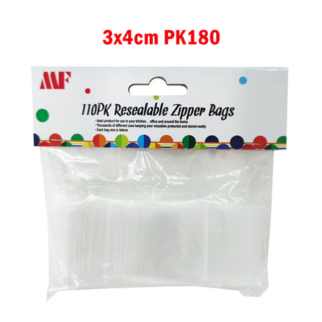Resealable Zipper Bags 3x4cm PK180 image 0