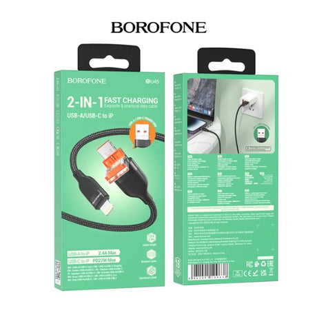 Happy 2-in-1 charging data cable USB/Type-C to iP image 0