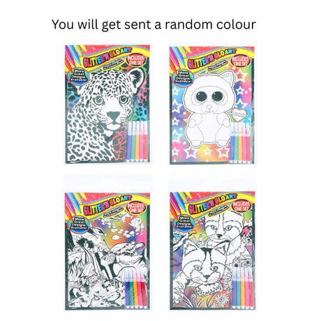 Glitter Colour Art Set with 4 Markers 4 Assorted Designs image 0