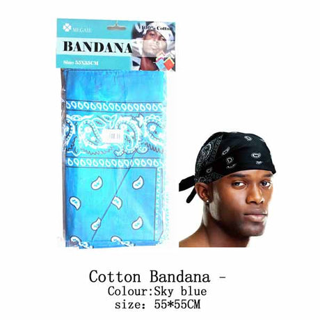 Cotton Bandana -Sky blue Double Side image 0