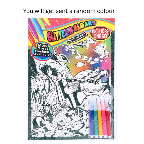Glitter Colour Art Set with 4 Markers 4 Assorted Designs image 1