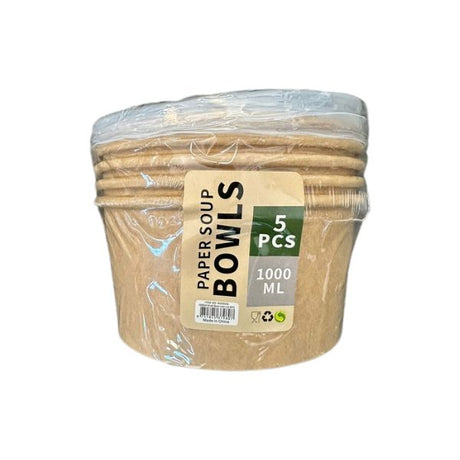 1000ml Kraft Bowl with Lid 5PC image 0