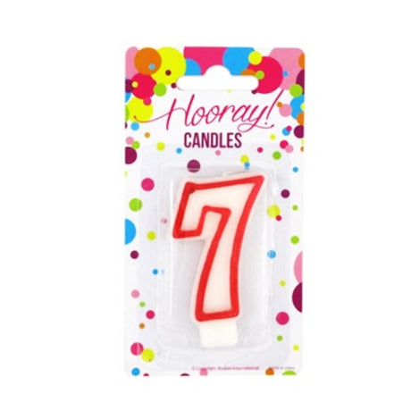 Candle Number 7 Red/White 7.5cm BC image 0