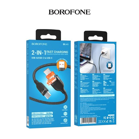 Happy 2-in-1 charging data cable USB/Type-C to Type-C image 0