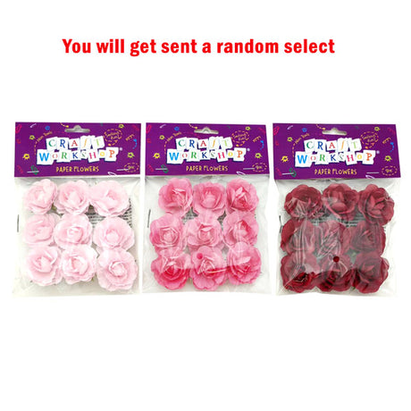 Craft Paper Flowers 3asst 9pc 4cm image 0