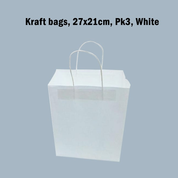 Kraft bags, 27x21cm, Pk3, White image 0