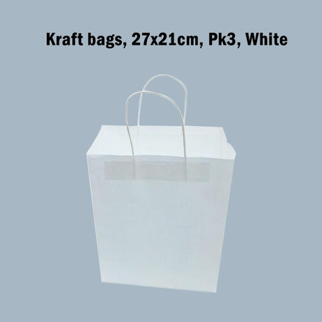 Kraft bags, 27x21cm, Pk3, White image 0