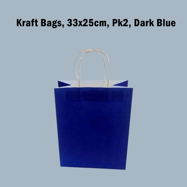 Kraft Bags, 33x25cm, Pk2, Dark Blue image 0