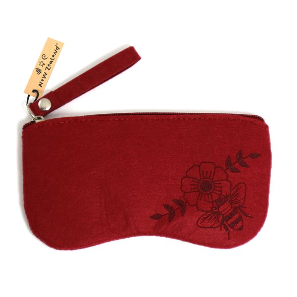 Sunglass Case Felt NZ Honey Bee Burgundy image 1
